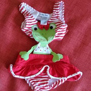 EUC Le Top Striped Frig One Piece Bikini Style Swimsuit 12 Mos